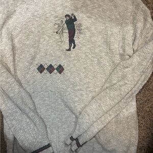 Vintage Croft & Barrow Gray Golf Motif Men's Sweater